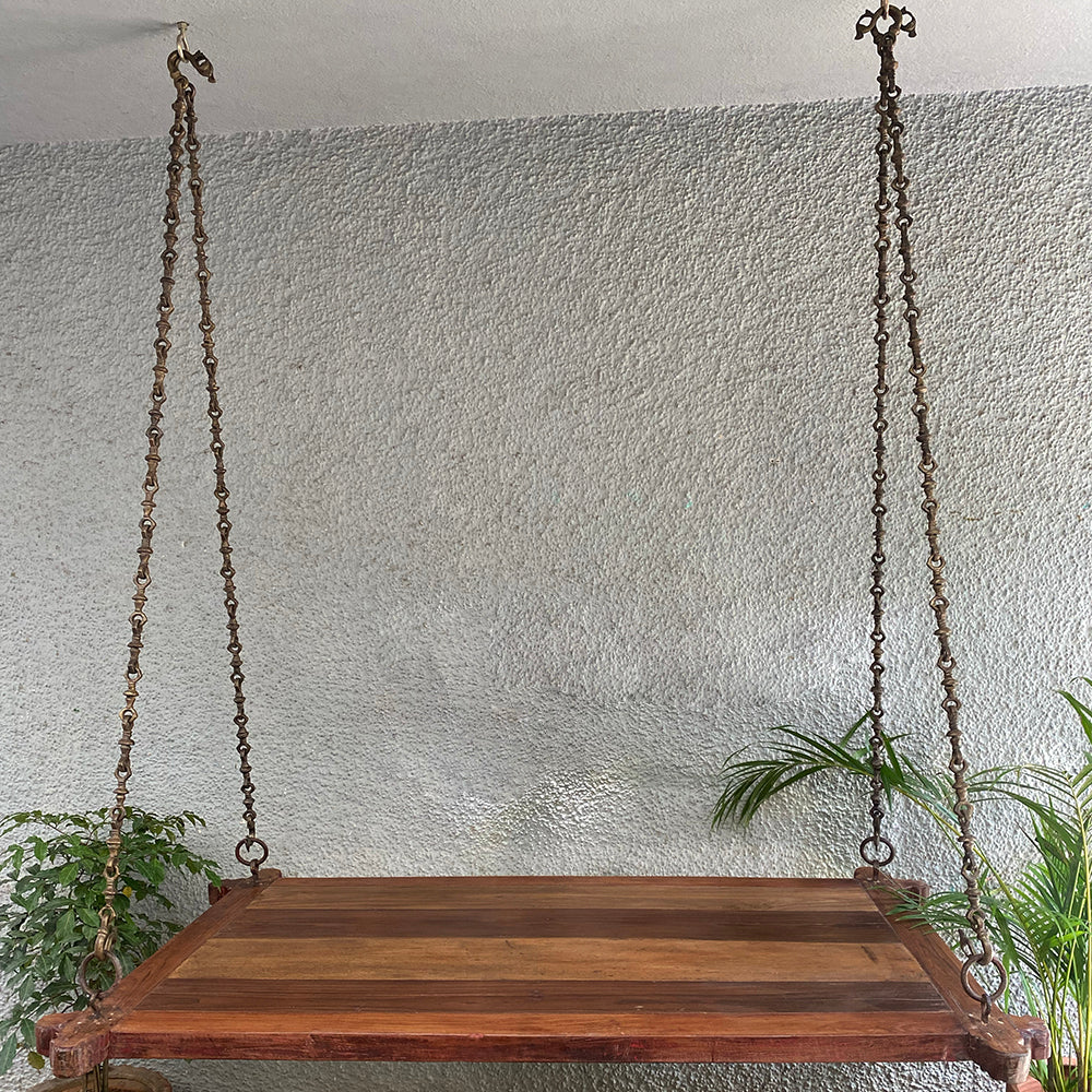 Antique Wooden Swing with Brass Chain