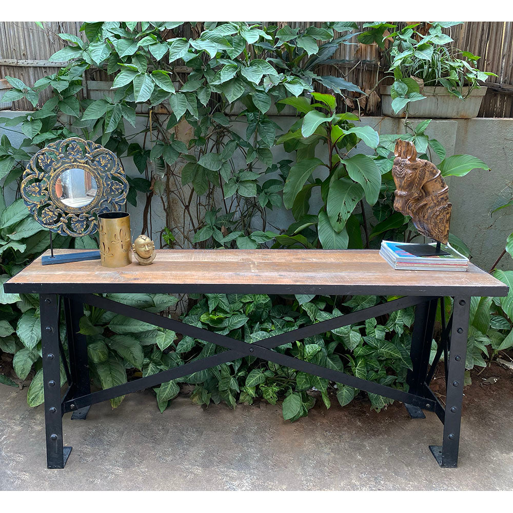 Vintage Industrial Console Table Sunshine Boulevard